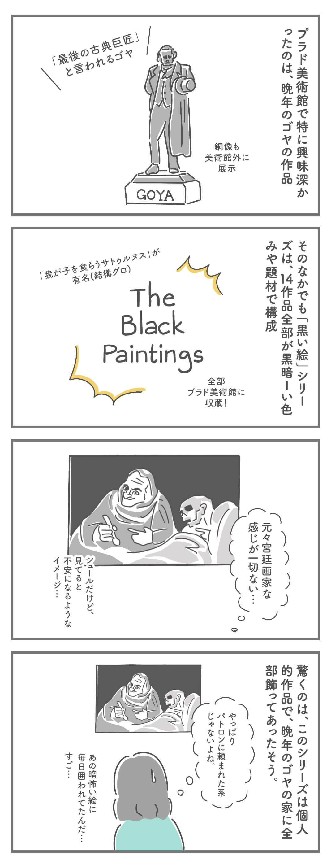 イギリス四コマ漫画 :プラド美術館とゴヤと黒い絵